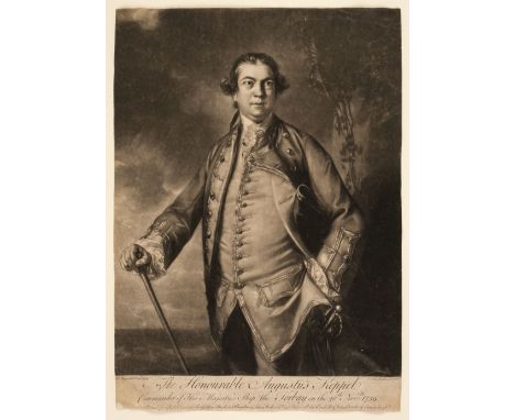 Reynolds (Sir Joshua, 1723 - 1792). 'The Honourable Augustus Keppel', 1760, uncoloured mezzotint by E. Fisher after Reynolds,