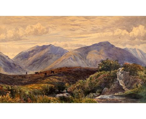 English School. Highland Landscape with cows grazing, 1868, watercolour, signed with monogram (CPP), and dated lower left, 27