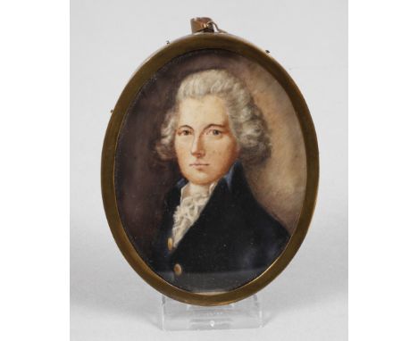 Elfenbeinminiaturrückseitig bezeichnet William Pitt after Gainsborough, gemalt von E. M. Atkins 1784, Gouache auf Elfenbein, 