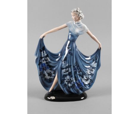 Goldscheider Wien ""Susette""Entwurf Stephan Dakon 1937, Darstellung der Tänzerin Lilian Harvey, schwarze Stempelmarke, Schri