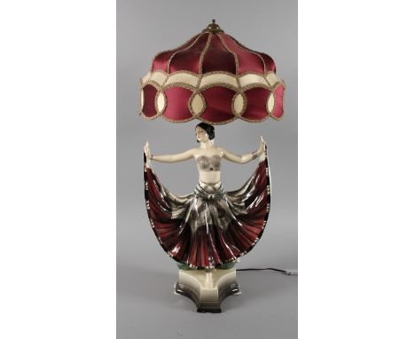 Goldscheider übergroßer Figürlicher LampenfußEntwurf Albert Dominique Rosé 1911/12, Darstellung der Tänzerin Ruth Saint Denis
