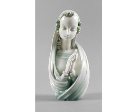 Goldscheider Wien Büste ""Ave Maria""Entwurf Rudolf Knörlein 1934, Prägemarke, Schriftzug Made in Austria, unleserliche Model