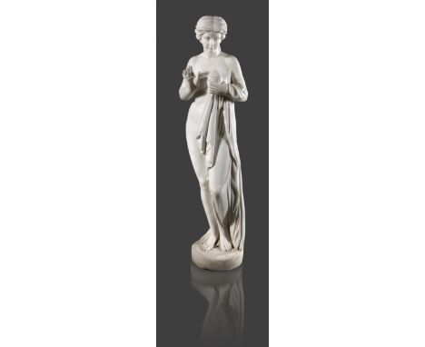 Antonio Frilli, Pandora mit Büchse2. Hälfte 19. Jh., signiert A. Frilli, Marmor, ausdrucksstark gearbeiteter Akt der von Heph