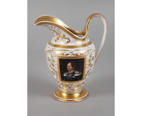 KPM Berlin Portraitkanne Friedrich Wilhelm III.unterglasurblaue Zeptermarke um 1820/30, verschiedene Präge- und Ritzzeichen, 