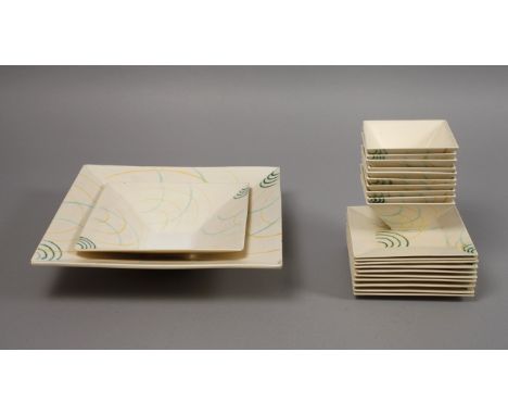 Schalenset Hael-Werkstätten MarwitzEntwurf wohl Margarete Heymann-Marx um 1930, blaue Stempelmarken, Modellnummer 281 Lf, Ste