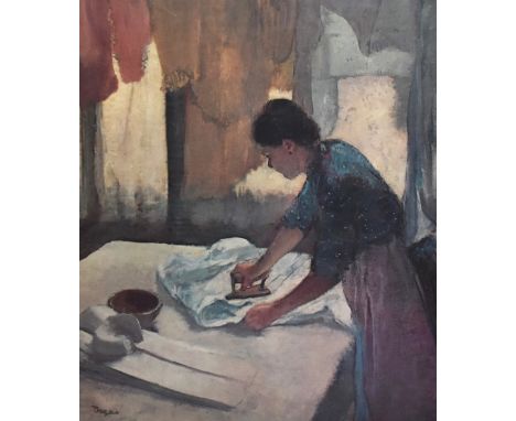 After Edgar Degas (1834-1917), 'A Woman Ironing', signed in print to the lower left, framed and under glass, 58cm x 68cm over