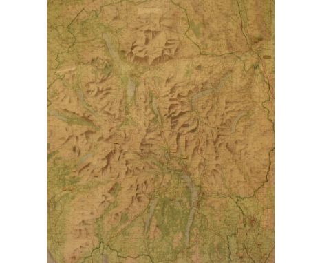 *Local Interest - A large Ordnance Survey Tourist Map of the Lake District, 1:63 scale, displayed within a contemporary eboni