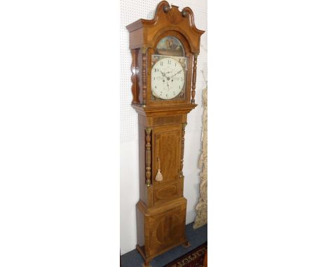 A George III mahogany 8-day Longcase Clock, W'm Nicholas, Birmingham, with two-train movement striking on a bell, the arched 