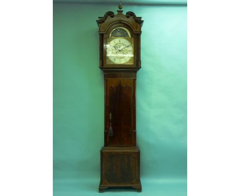 A 19th century mahogany 'True Moon Phase' 8-day calendar Longcase Clock, Robert Lawson Leigh, with calendar hand and moon pha