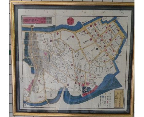 Japan: Two 19thC late Edo period Japanese woodblock printed pocket Maps: 'Nihonbashi and Kanda, 1851' and 'Yatsuya, Akaska Ga