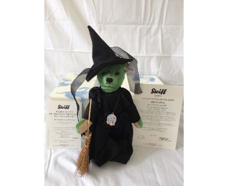 Steiff; 'Wicked Witch of The West', 682407, commemorating the 75th Anniversary of The Wizard of Oz, green, 28cm, limited edit
