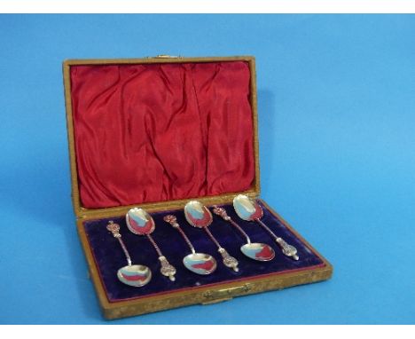 A cased set of six late Victorian silver Teaspoons, by Henry Williamson Ltd., hallmarked Birmingham, 1899, with twisted stem 