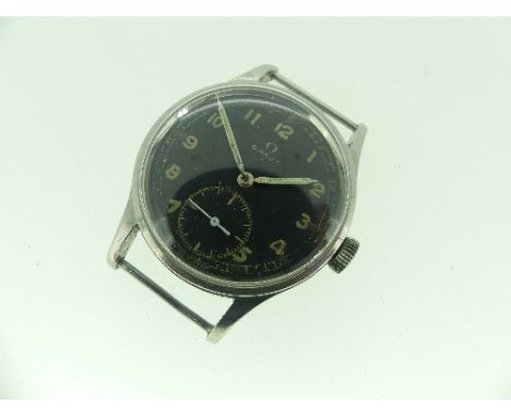An Omega 'Dirty Dozen' British Military issue Wristwatch, with signed 15-jewels movement No.10260032, the black dial with Ara