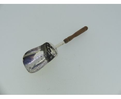 A George III silver Caddy Spoon, by Cocks &amp; Bettridge, hallmarked Birmingham, 1801, of shovel shape with wooden handle.