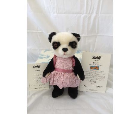 Steiff; 'Soo', 664106, from 'The Sooty Show', black/white, 30cm, limited edition no. 681 / 2000, boxed, with certificate.