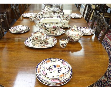 A Mason's Ironstone china 'Mandalay' pattern 45-piece part Dinner Service, including tea set, tureens, serving plates, etc (4