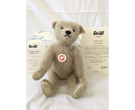 Steiff; 'Bellamy', 035142, beige, 32cm, limited edition 630 / 1500, together with 'Lenard', 021343, light beige, 25cm, limite