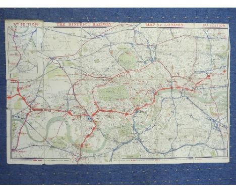 The "District Railway" Map of London, 5th edition, c1893, a large-scale, full-colour map, 42in x 26in (107cm x 66cm), linen-b