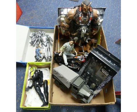 A 1978 Univ.Studios Battleship Galactica 'Cylon' Figure, battery operated, untested, together with a 1/12 scale model figure 