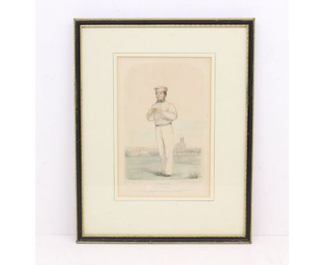 Cricket: A framed and glazed lithograph, Sketches at Lords No. 6, 'Wisden Born at Brighton', by John C. Anderson, Published M