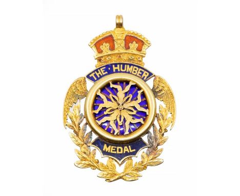 Cycling: A pair of hallmarked 15ct gold and enamel medals to comprise: '3 Hours Race 2nd Prize S. Rollason 65 1/4 Miles June 