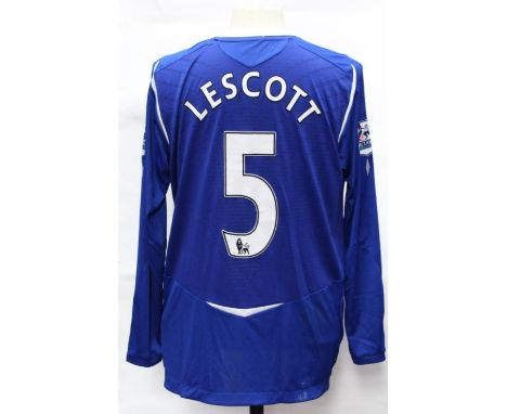 Everton: An Everton home football shirt, match worn for the game between Everton and Arsenal which finished in a 1-1 draw, 28