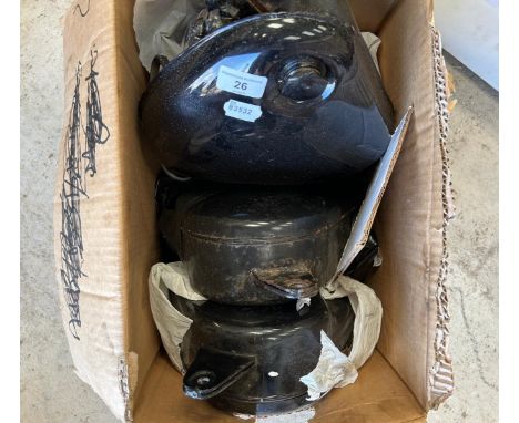 Two BSA oil tanks and two BSA tool boxes Being sold without reserve