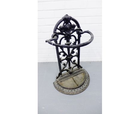 A 19th century cast iron and black painted stick stand, 43 x 66 cm 