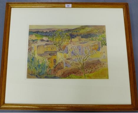 Alexander Graham Munro (1903 - 1985)  North African Oasis Watercolour and ink,  Signed, in glazed frame,  45 x 35cm