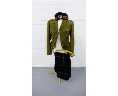 Gordon Highlanders WWII army uniform and cap badge 