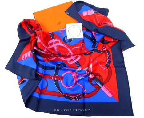 A c1970's Hermes silk scarf, made in France, in original Hermes box.