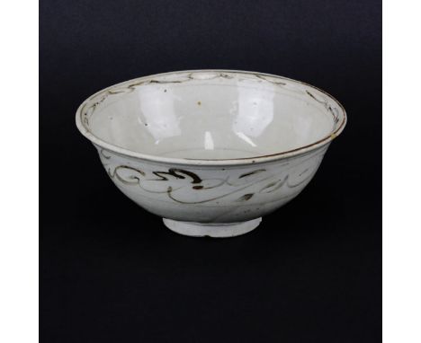 Chinese Sung Dynasty Glazed and Decorated Ceramic Bowl. Good condition. Measures 3" H x 6-3/8" dia. Provenance: Collection of