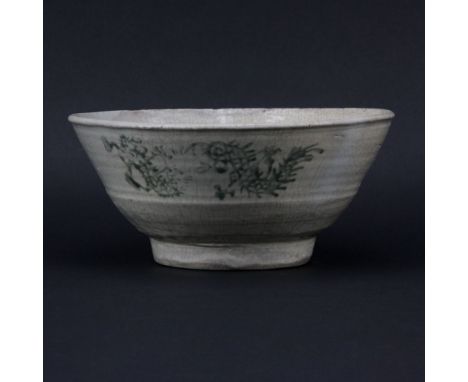 Chinese Sung Dynasty Glazed and Decorated Ceramic Bowl. Crazing, wear, typical condition for its age.  Measures 4-1/2" H x 9-