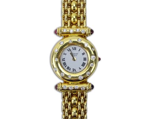 Lady's Vintage Chopard 18 Karat Yellow Gold Bracelet Watch with Diamond Accents and Quartz Movement. Signed Chopard Geneve, 7