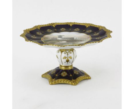 Vintage Aynsley Handpainted Porcelain Compote. "Iona Abbey" Signed Aynsley England. Good condition. Small losses. Measures 4-