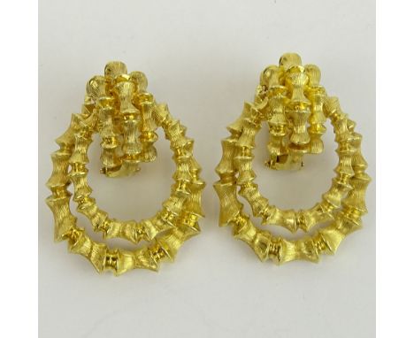 Pair of Vintage 14 Karat Yellow Gold Door Knocker style Earrings. Signed 14K. Good vintage condition. Measure 1-3/8" H, 1" W.