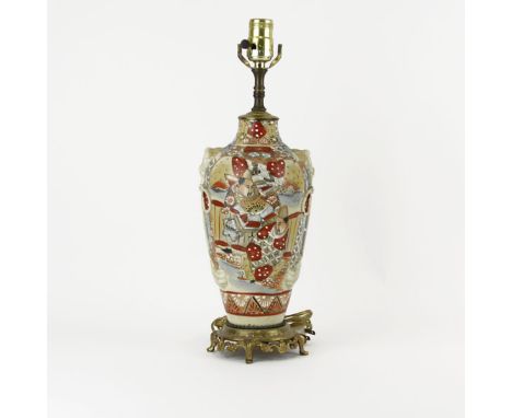 Vintage Japanese Satsuma Pottery Vase As Lamp. No visible signature. Good condition. Measures 13" to socket. Shipping $54.00 