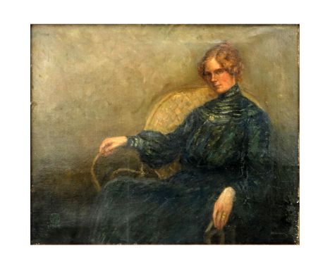 Early 20th Century Oil on Canvas "Portrait Of a Woman" Signed and dated GAD 1905. Inscribed en verso (illegible). Craquelure,