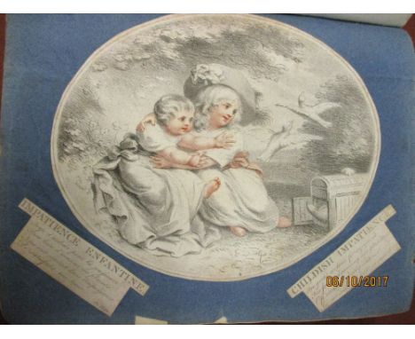 Large 19th Century scrap book containing many original engraved and manuscript items, inscribed ' A Birthday Present to Hanna