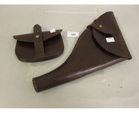 World War I leather holster and ammunition pouch 