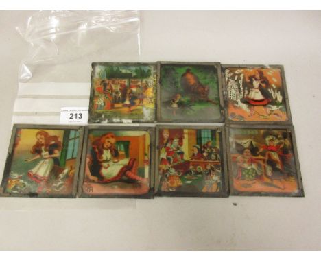 Collection of seven 19th Century Alice in Wonderland glass lantern slides 