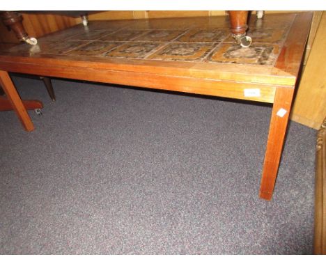 1970's Rectangular teak and tile inset coffee table 