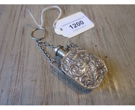 Late Victorian Birmingham silver pendant perfume flask, inset with smoky quartz 