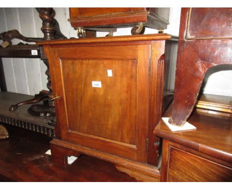 Mahogany single door bedside cabinet on bracket supports, together with an inlaid bedside cabinet 