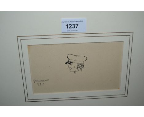 Graham Sutherland, small early ink drawing, ' A Littlehampton Fisherman ', signed G.V. Sutherland and dated 15/4/18,  the ima
