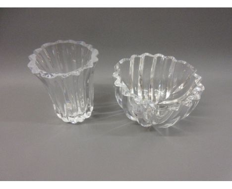 Orrefors clear glass bowl with matching vase 