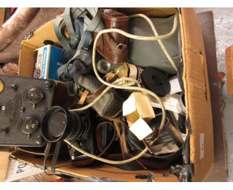 20th Century leather cased volt machine, Bolex Paillard cine camera in leather case and a quantity of various other camera ac