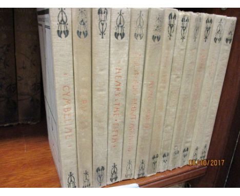 The Red Letter Shakespeare, edited by E. K. Chambers, thirty seven volumes with cover designed by Talwin Morris 