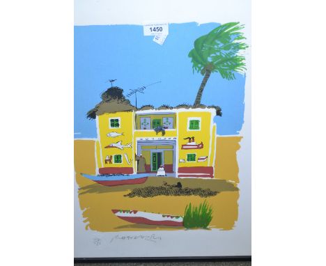 Paul Hogarth, artist signed Limited Edition proof lithograph, ' Nile Boats ' , No. 24 of 171, 16ins x 12ins, framed, numbered