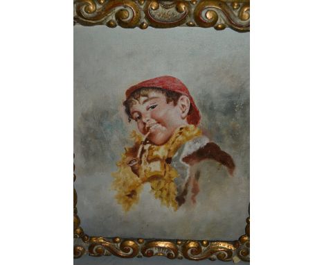 Italian school oil, portrait of a boy, signed Ciappa, ornate gilt framed, 11ins x 9ins 